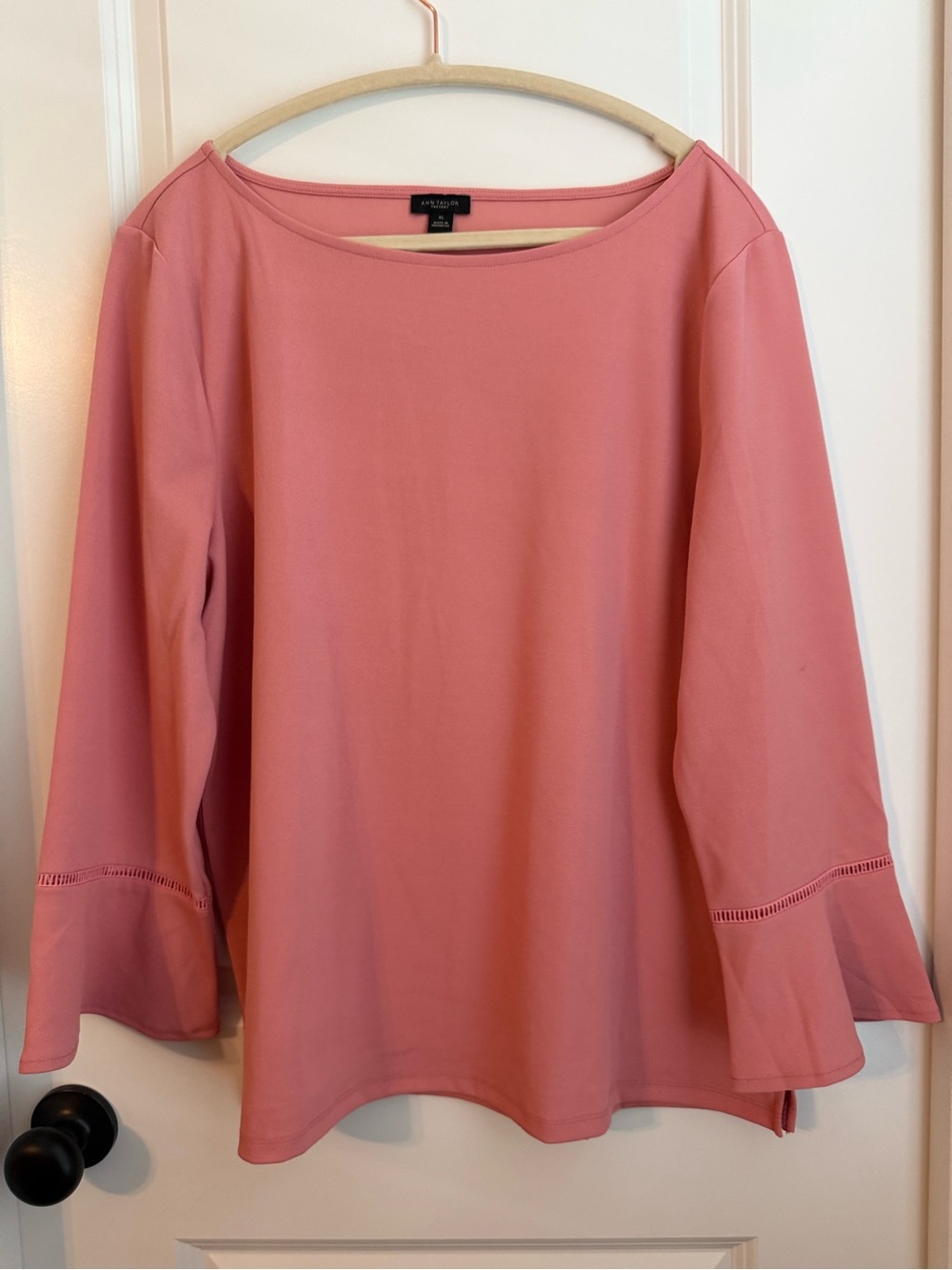 Ann Taylor Dusty Rose Bell Sleeve Boatneck Top
